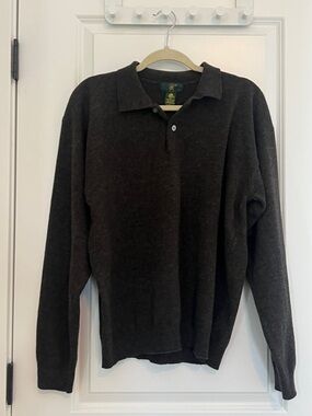 Club Room Dark Brown Long Sleeve Polo Sweater